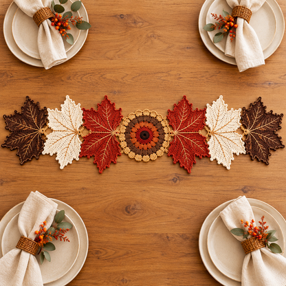 Autumn Maple Leaf Crochet Pattern PDF | Fall Table Runner & Thanksgiving Decor