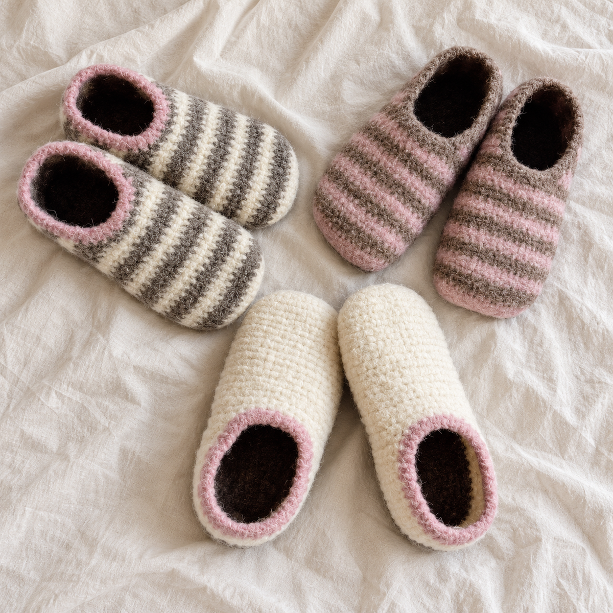 SoftFelt Crochet Slippers Pattern PDF – Cozy Felted Wool House Shoes