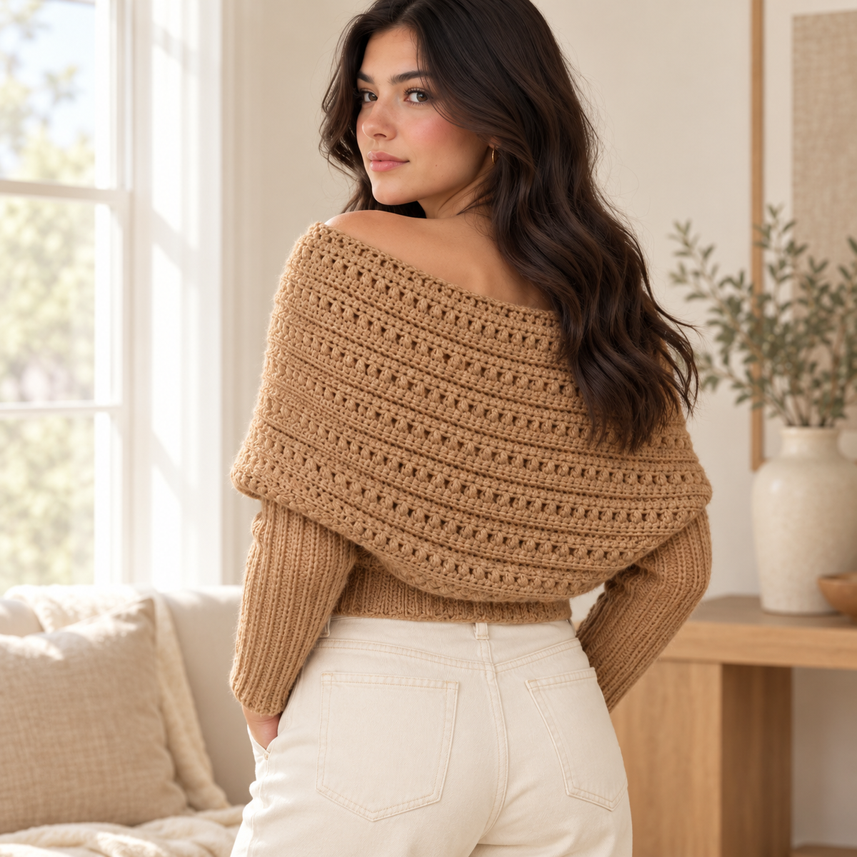 Crochet Sweater Scarf Pattern PDF, Sleeved Wrap Crochet Pattern, Adult XS–5XL