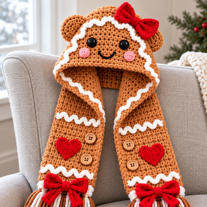 Christmas Hooded Scarf Crochet Pattern Bundle PDF – 4 Holiday Characters
