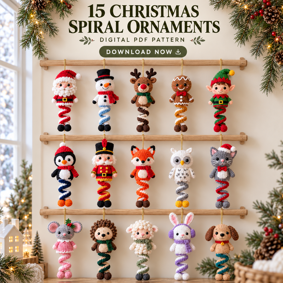 15 Christmas Spiral Ornaments Crochet Pattern Bundle PDF – Amigurumi Decorations