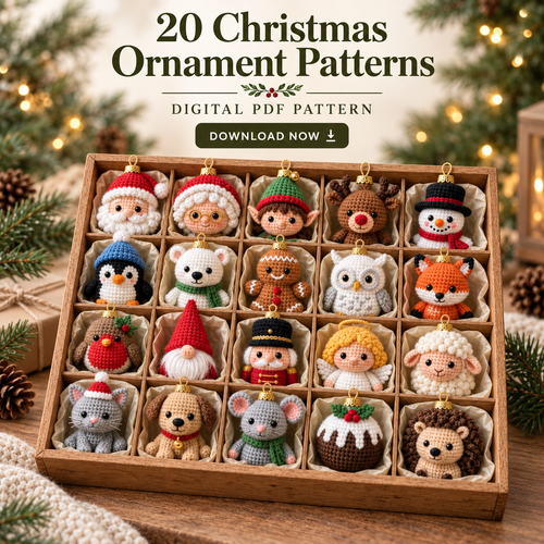 20 Christmas Ornament Crochet Patterns PDF – Beginner Amigurumi Baubles Bundle