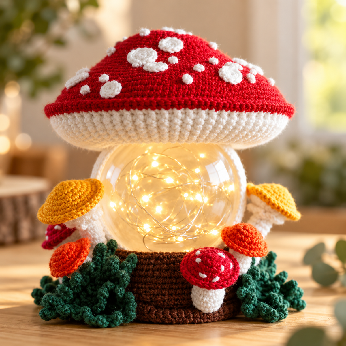 Amanita Mushroom Crochet Pattern PDF – Light Up Amigurumi Mushroom