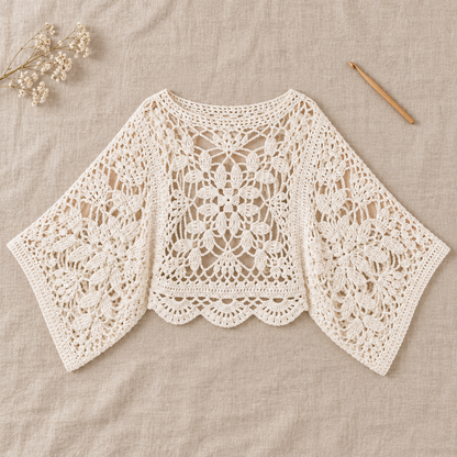Laurel Crochet Square Motif Top Pattern PDF – Oversized Openwork Sweater