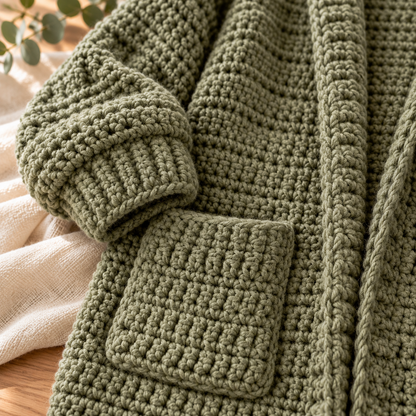 Chunky Crochet Cardigan Pattern PDF | Oversized Hooded Jacket with Pockets