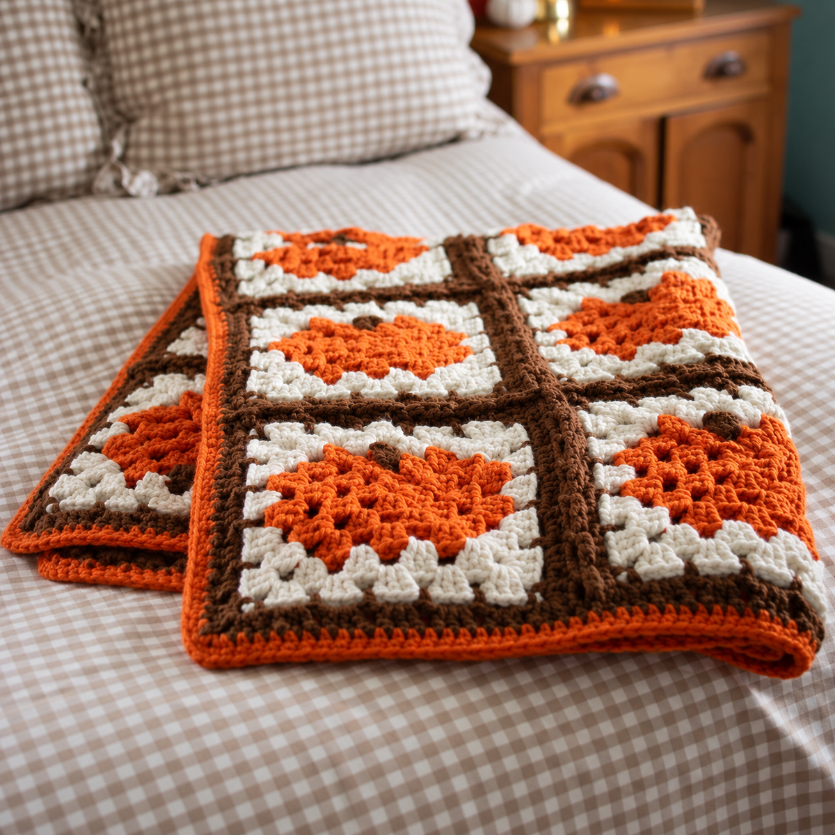 Pumpkin Granny Square Blanket Crochet Pattern PDF – Easy Fall Throw