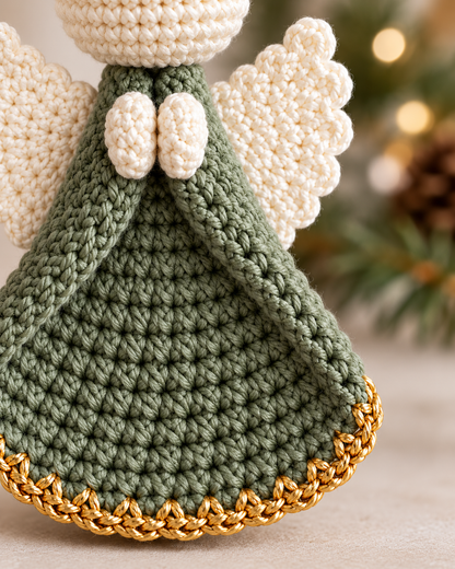 Crochet Christmas Angel Ornament Pattern PDF – Golden Halo Angel