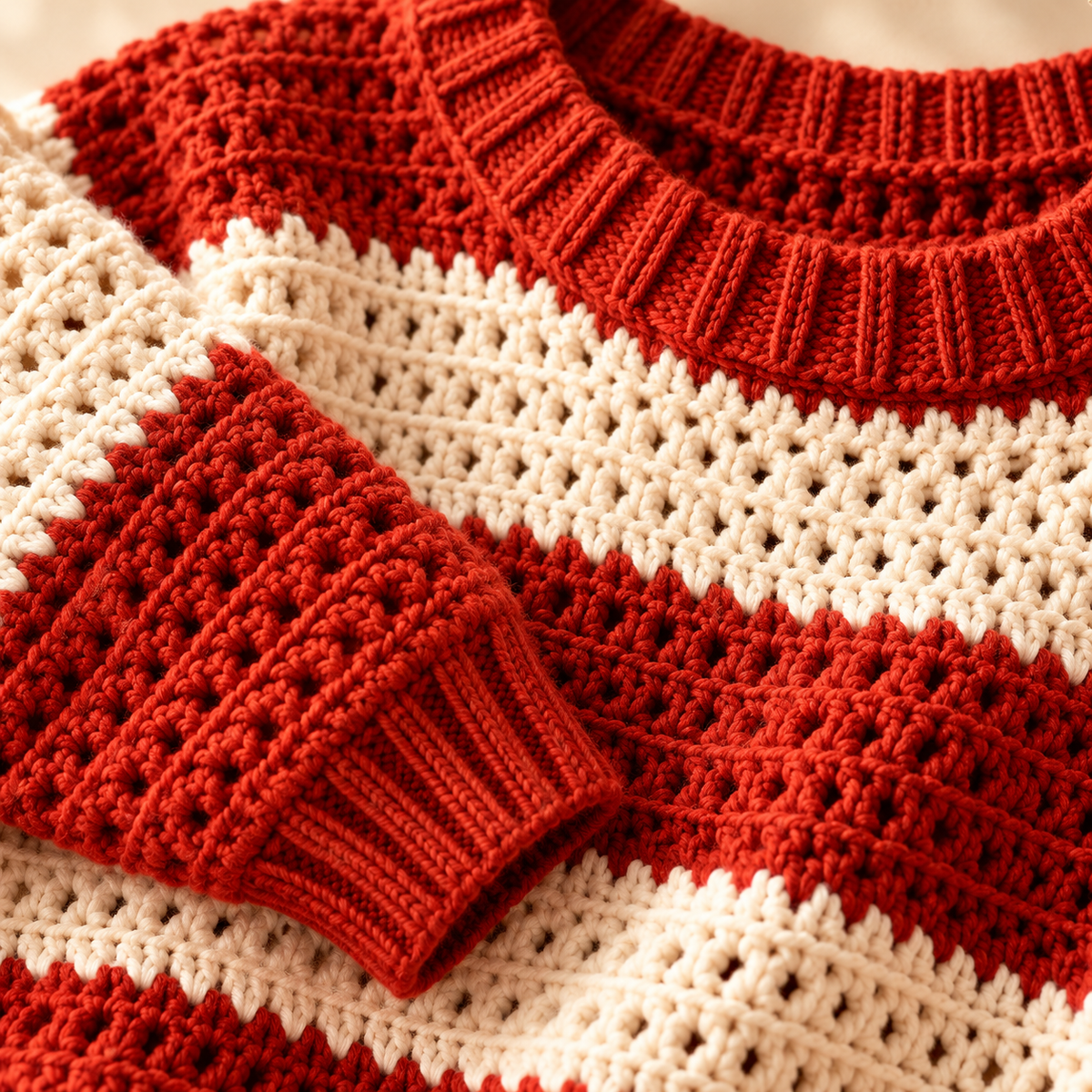 Oversized Striped Crochet Sweater Pattern PDF – Chunky Pullover 3XS–4XL