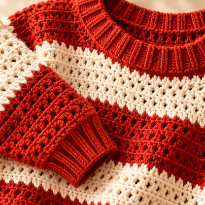 Oversized Striped Crochet Sweater Pattern PDF – Chunky Pullover 3XS–4XL