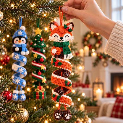 Christmas Spiral Ornaments Crochet Pattern Bundle PDF – Snowman & Santa