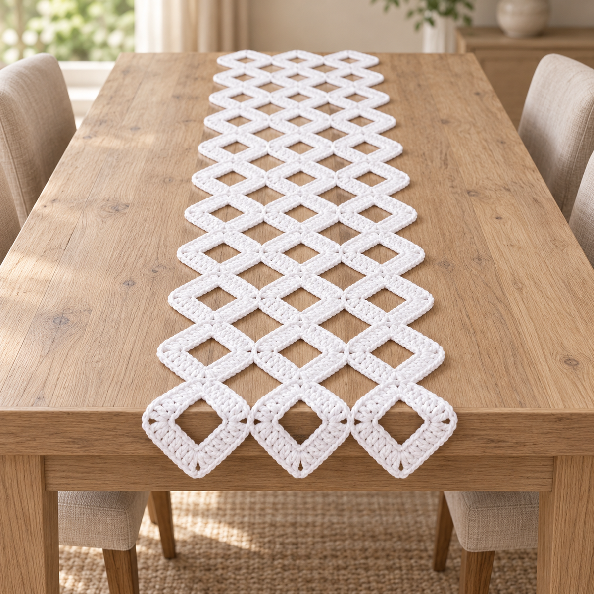 Crochet Table Runner Pattern PDF – Easy Granny Square, No-Sew Boho Decor