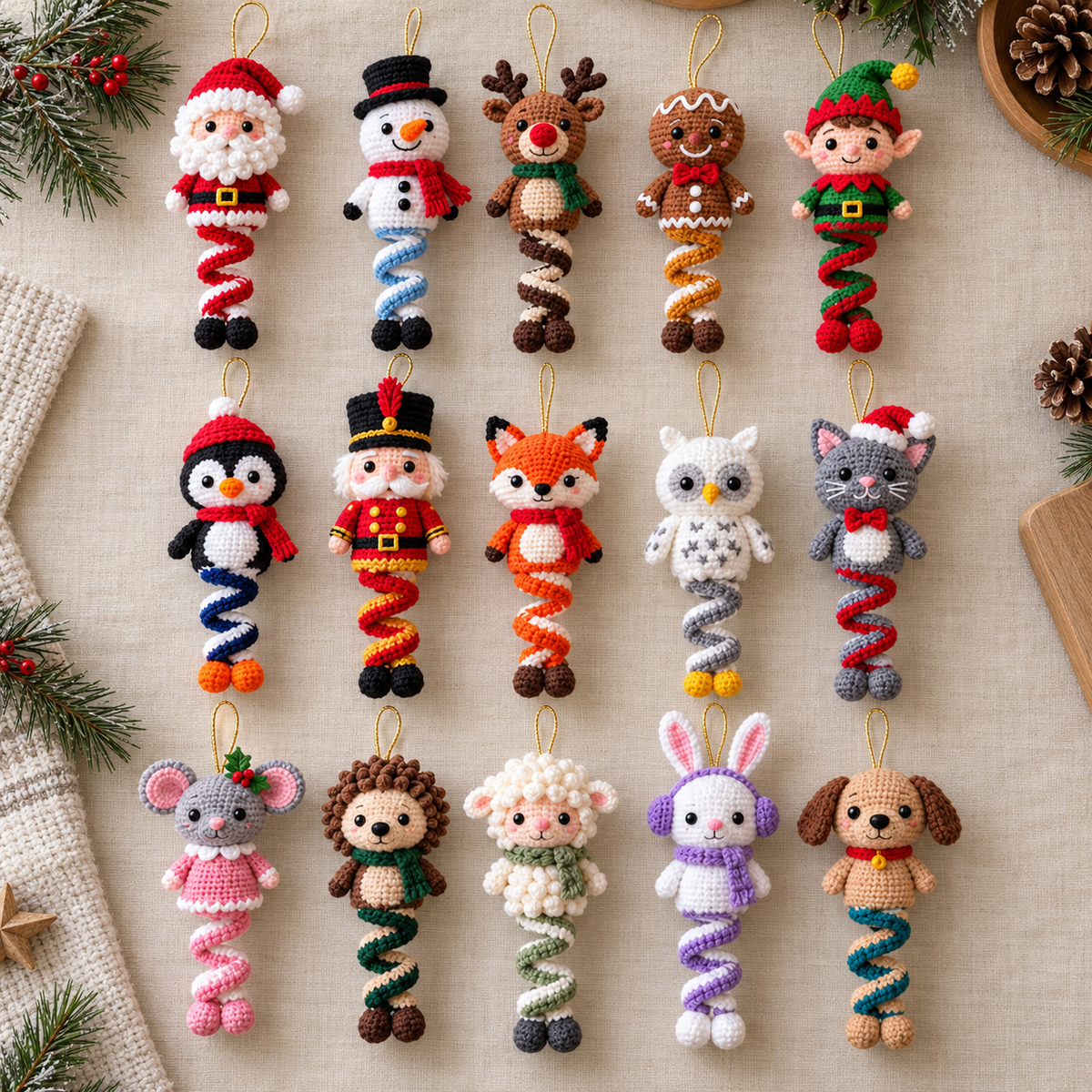 15 Christmas Spiral Ornaments Crochet Pattern Bundle PDF – Amigurumi Decorations