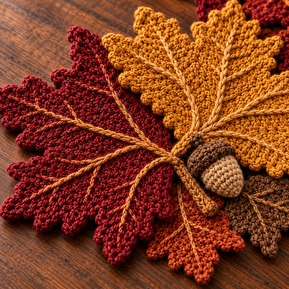 Fall Maple Leaf Table Runner Crochet Pattern – Acorn Autumn Decor PDF