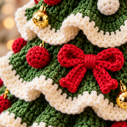 Ruffled Crochet Christmas Tree Pattern PDF – Layered Holiday Table Decor