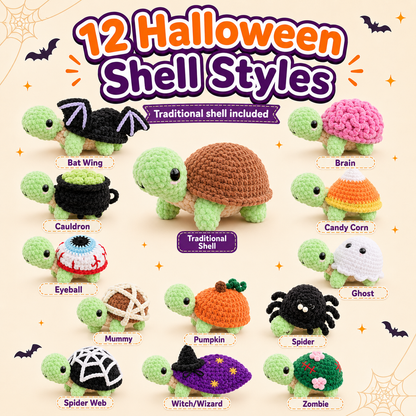 Turtle Crochet Pattern PDF – 12 Halloween Removable Shells, Amigurumi Dress-Up Bundle