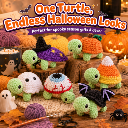 Turtle Crochet Pattern PDF – 12 Halloween Removable Shells, Amigurumi Dress-Up Bundle
