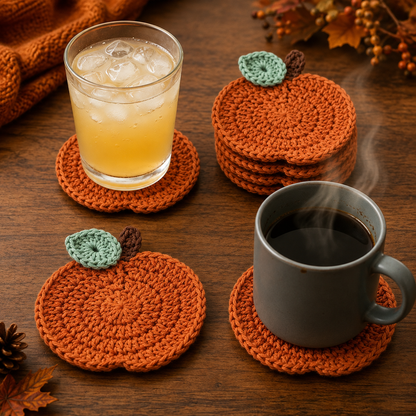 Pumpkin Coaster Crochet Pattern PDF – Easy Fall Crochet Pattern, Thanksgiving Table Decor, Autumn Home Decor, Digital Download