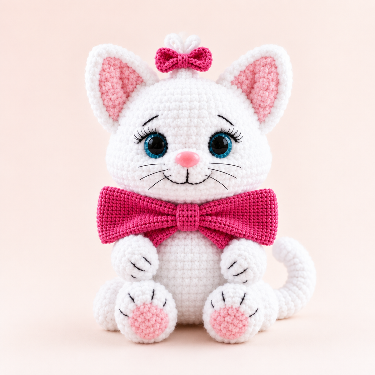 Kitty with a Bow Crochet Pattern PDF – Easy Low-Sew Cat Amigurumi Pattern, Plush Kitten Crochet Pattern, English Digital Download