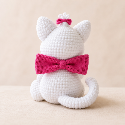 Kitty with a Bow Crochet Pattern PDF – Easy Low-Sew Cat Amigurumi Pattern, Plush Kitten Crochet Pattern, English Digital Download
