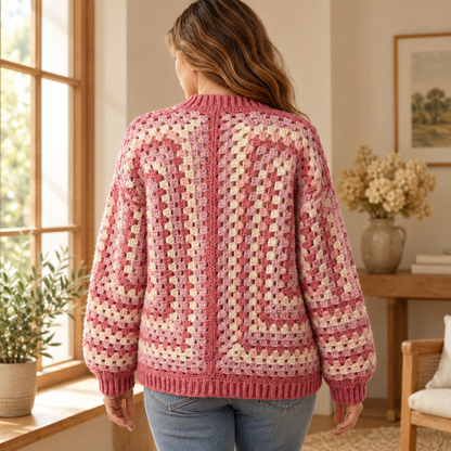 Easy Hexagon Cardigan Crochet Pattern PDF, Beginner Granny Hexi Sweater, XS–5XL