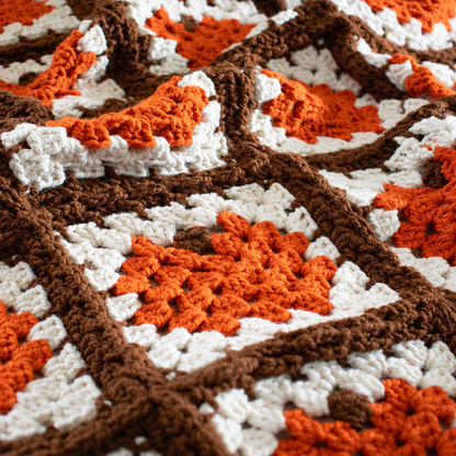Pumpkin Granny Square Blanket Crochet Pattern PDF – Easy Fall Throw
