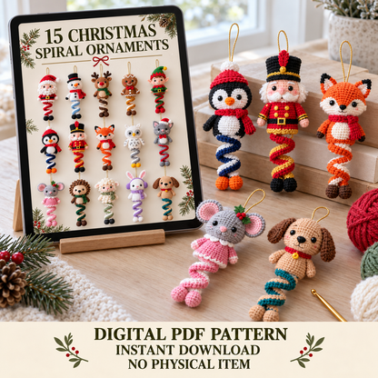 15 Christmas Spiral Ornaments Crochet Pattern Bundle PDF – Amigurumi Decorations