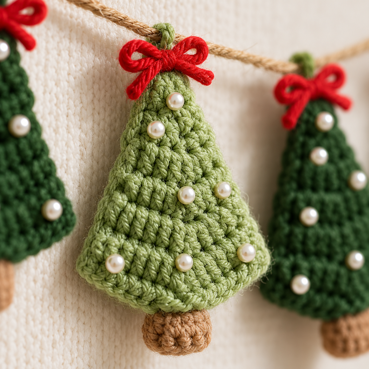 Crochet Christmas Tree Garland Pattern PDF – Mini Tree Holiday Decorations