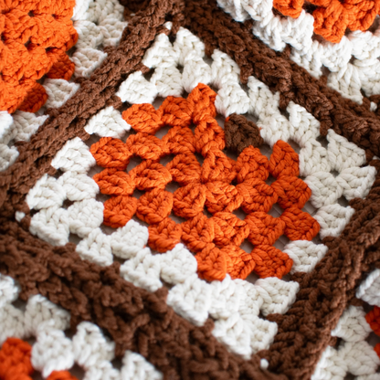 Pumpkin Granny Square Blanket Crochet Pattern PDF – Easy Fall Throw