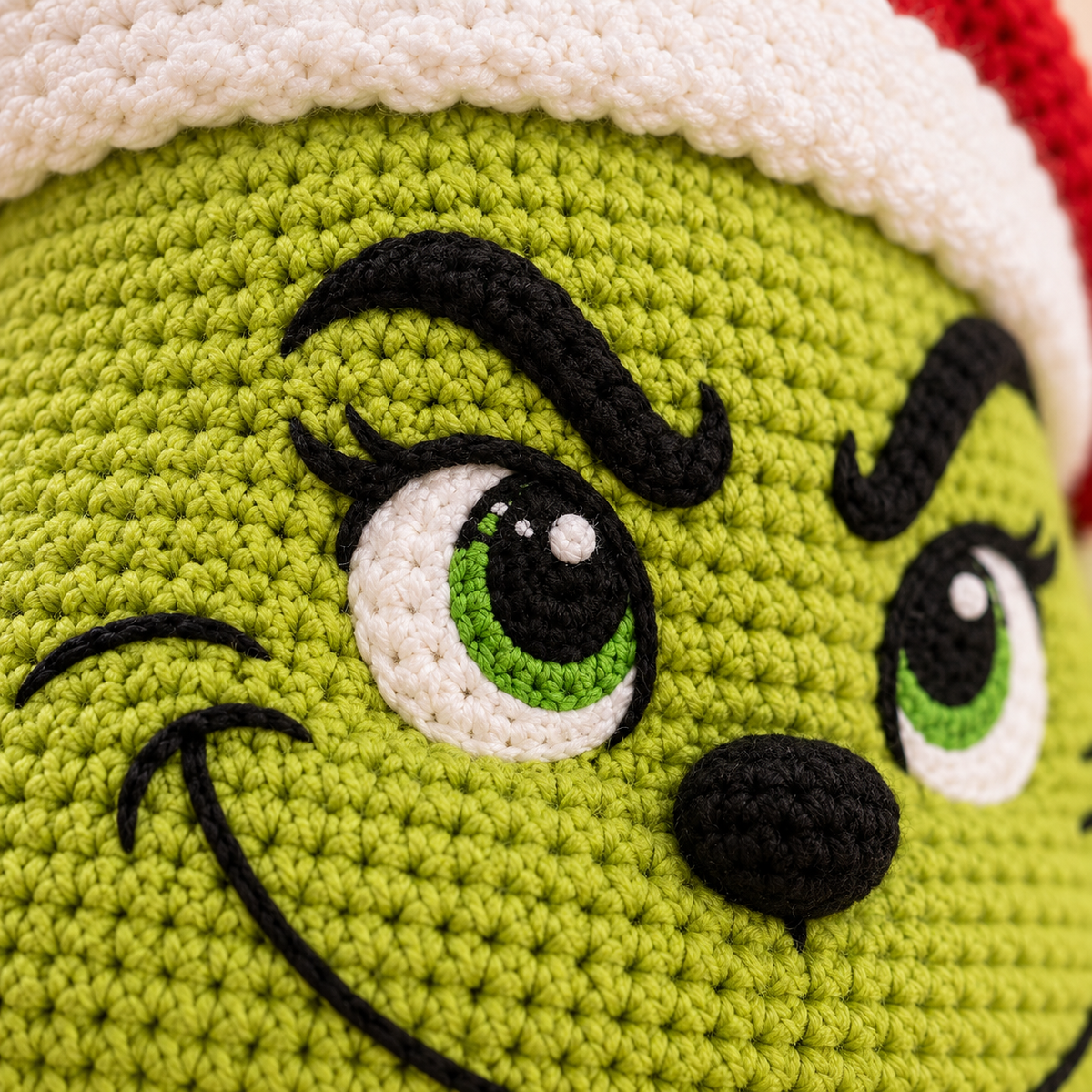 Grinch Crochet Pattern PDF – Christmas Door Wreath & Holiday Door Hanger