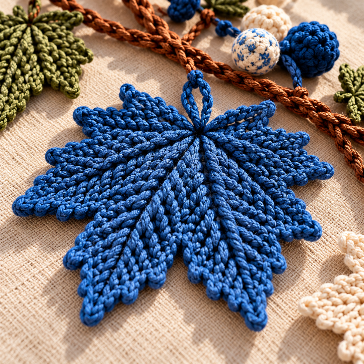 Autumn Maple Leaf Table Runner Crochet Pattern PDF – Botanical Vine Centerpiece
