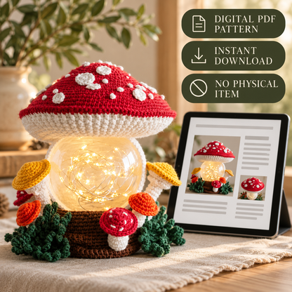 Amanita Mushroom Crochet Pattern PDF – Light Up Amigurumi Mushroom