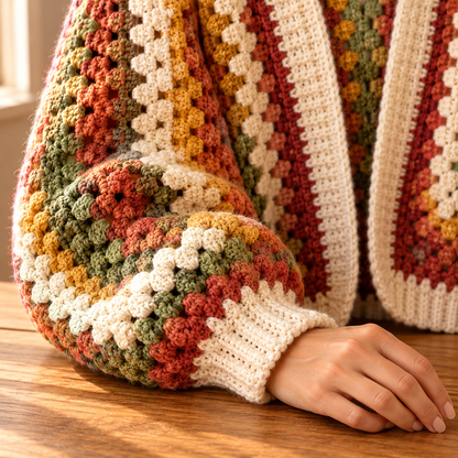 Granny Hexagon Cardigan Crochet Pattern PDF – Oversized Hexi Sweater