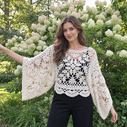 Laurel Crochet Square Motif Top Pattern PDF – Oversized Openwork Sweater