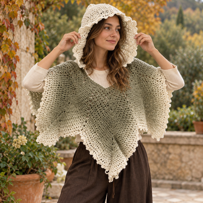 Crochet Leaf Poncho Pattern PDF, Whimsical Fall Poncho, Renaissance Faire Costume