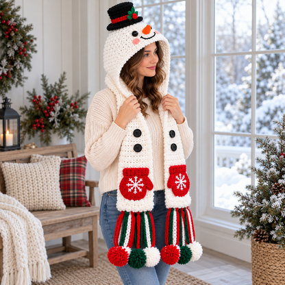 Christmas Hooded Scarf Crochet Pattern Bundle PDF – 4 Holiday Characters