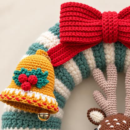 Crochet Christmas Wreath Pattern PDF – Reindeer & Holiday Ornaments