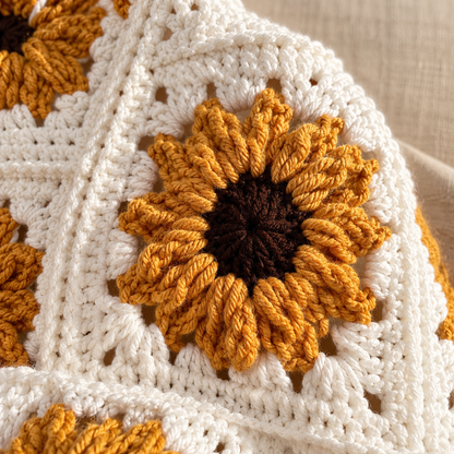 Sunflower Granny Square Crochet Cardigan Pattern PDF, Oversized Floral Sweater