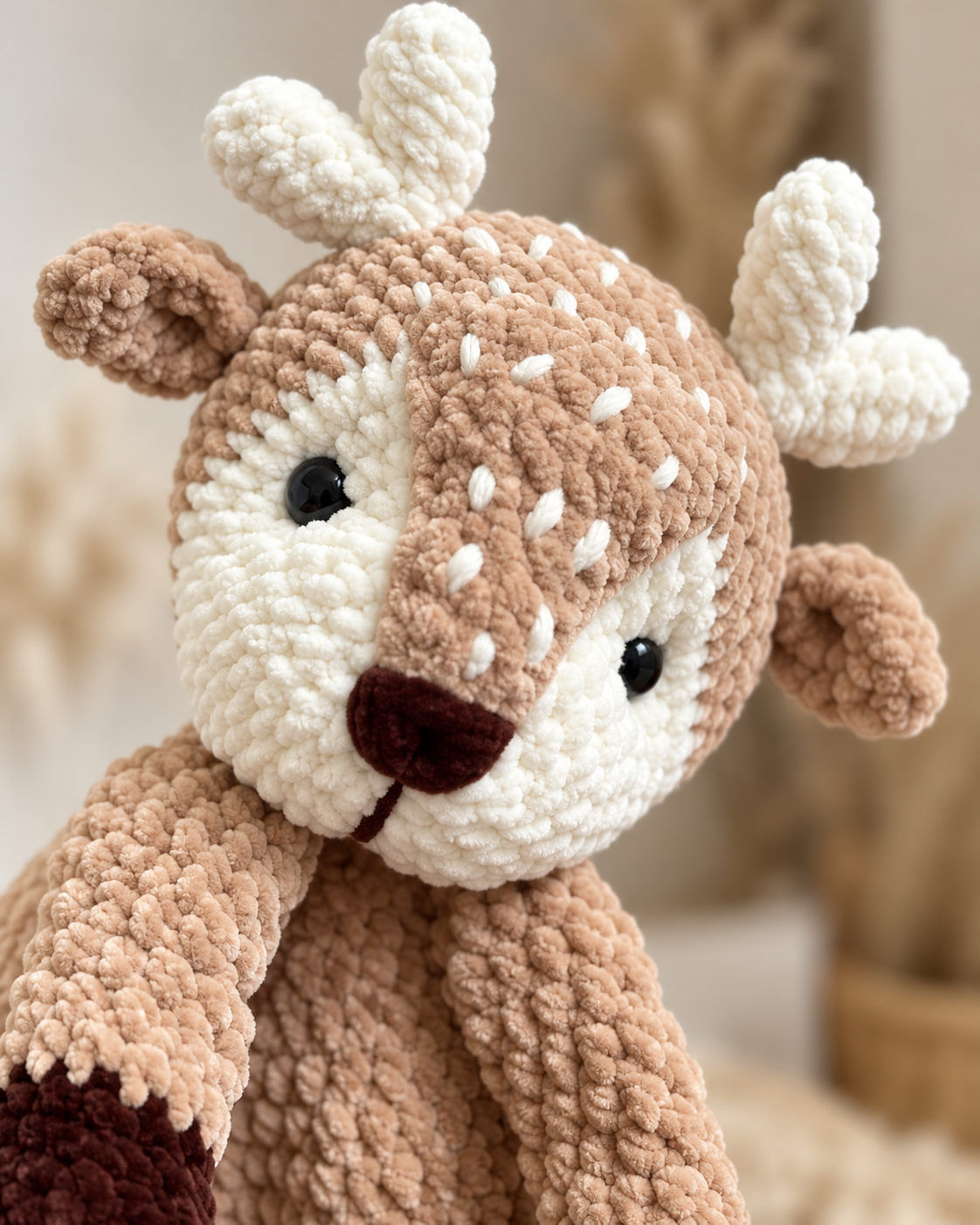 Reindeer Crochet Pattern PDF – Plush Amigurumi Deer, Easy Low-Sew