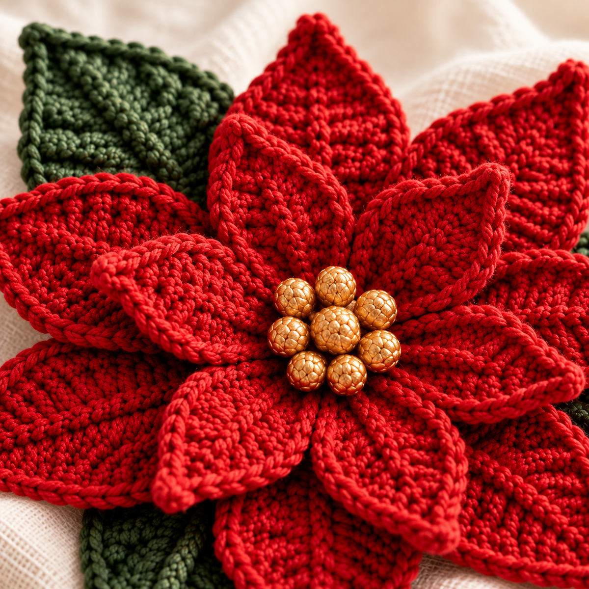 Crochet Poinsettia Pattern PDF – Christmas Flower for Napkin Rings & Ornaments