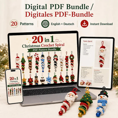 20 Christmas Crochet Spiral Patterns Bundle PDF – Holiday Ornaments
