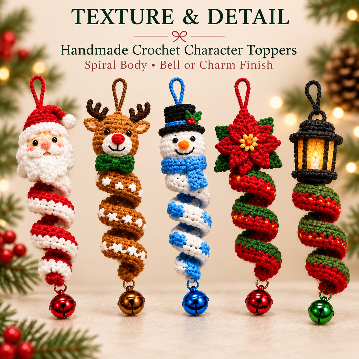 20 Christmas Crochet Spiral Patterns Bundle PDF – Holiday Ornaments