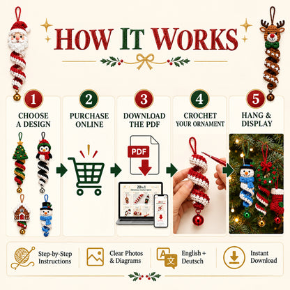 20 Christmas Crochet Spiral Patterns Bundle PDF – Holiday Ornaments