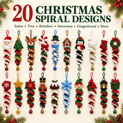 20 Christmas Crochet Spiral Patterns Bundle PDF – Holiday Ornaments