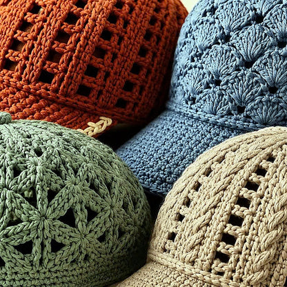 12 Crochet Cap Patterns Bundle | Lace Baseball Hat | Summer Crochet PDF Download