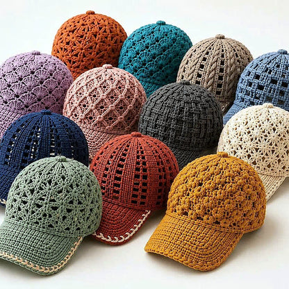 12 Crochet Cap Patterns Bundle | Lace Baseball Hat | Summer Crochet PDF Download