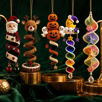 Christmas and Halloween crochet spiral hanging ornament patterns
