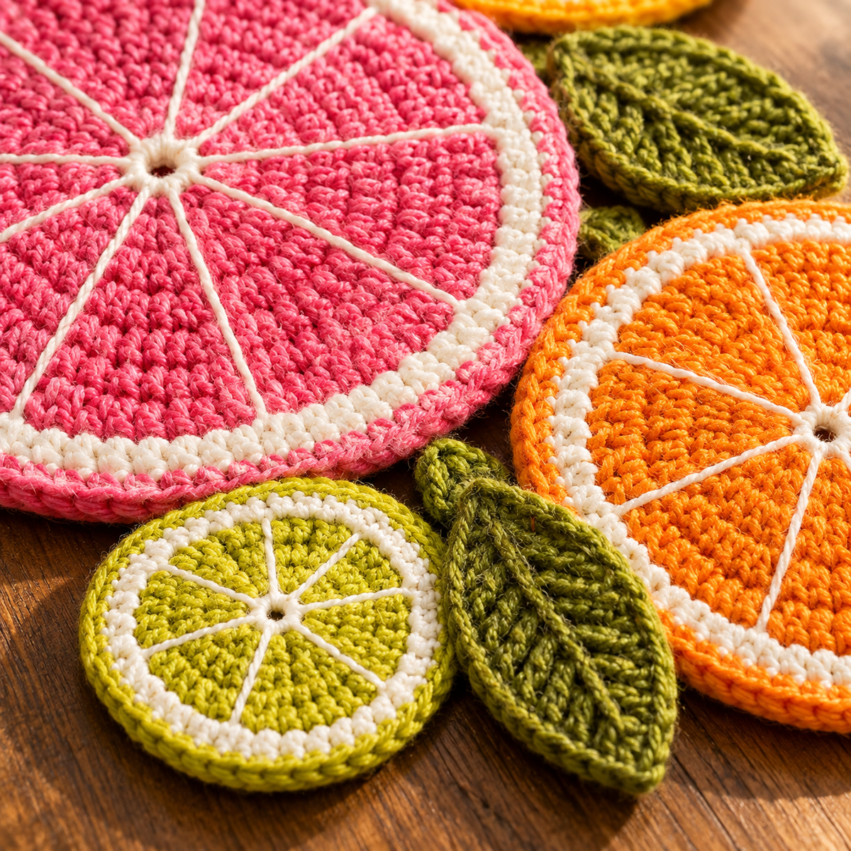 Crochet Fruit Slice Table Runner Pattern PDF | Citrus Kitchen & Summer Table Decor
