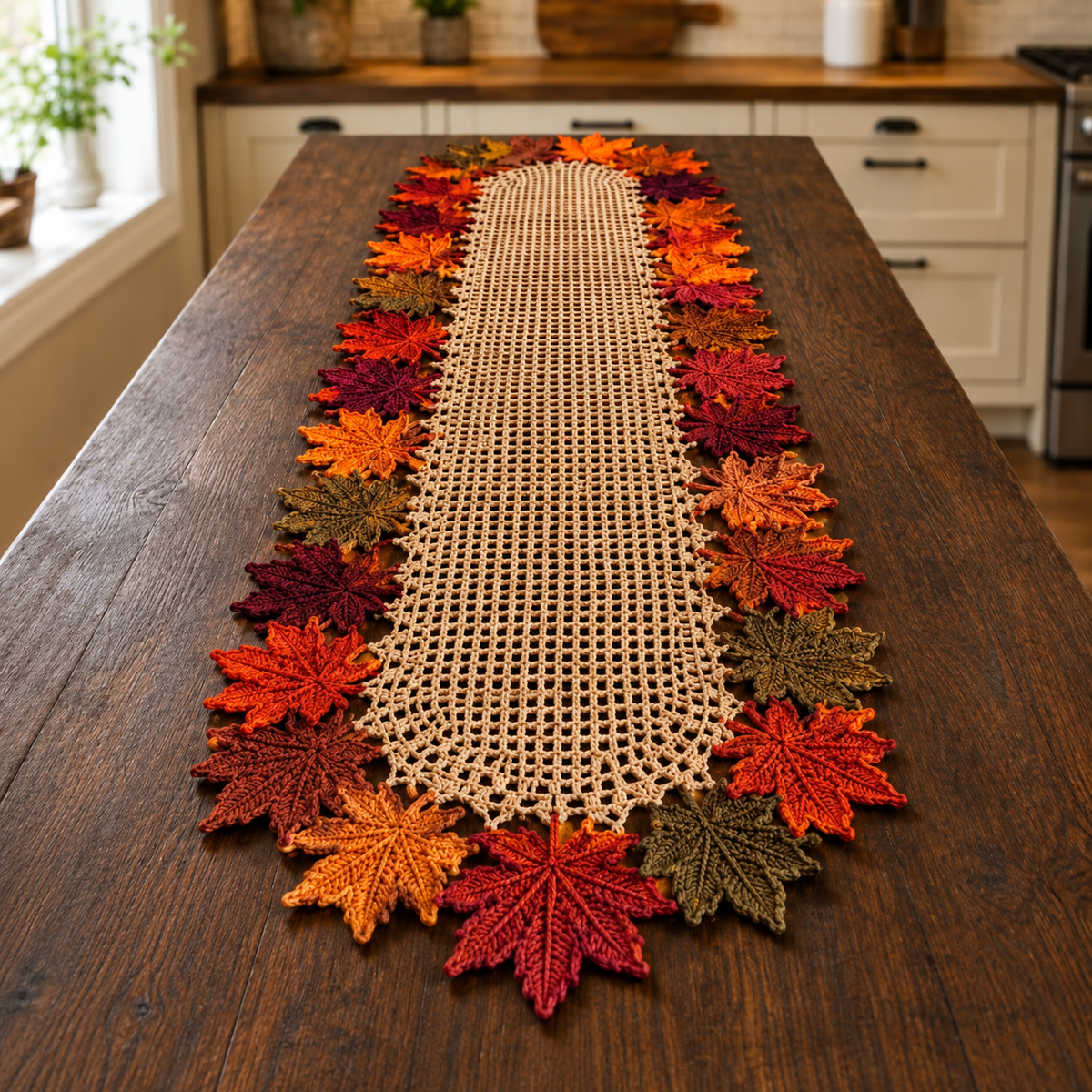3-in-1 Crochet Table Runner Pattern Bundle PDF – Fall Leaves & Sunflowers