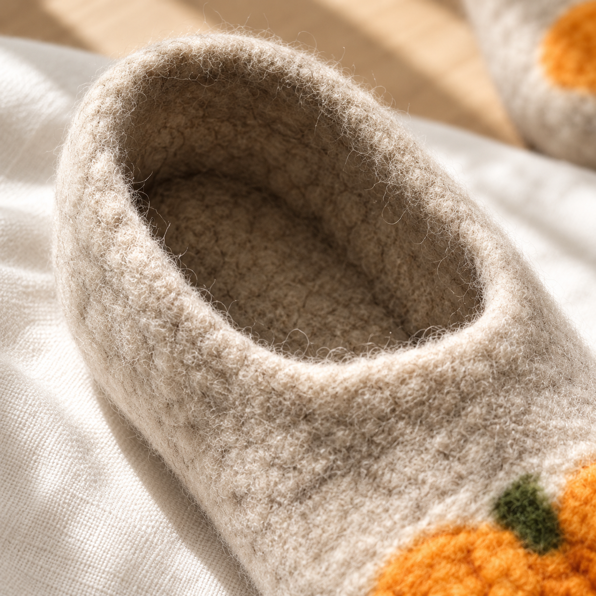 Pumpkin Crochet Slippers Pattern PDF – Felted Wool House Shoes