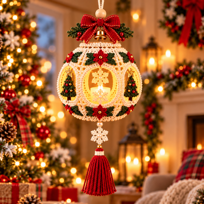Crochet Christmas Lantern Pattern PDF – Light Up Hanging Holiday Decor
